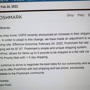 SHIPPING CHARGE INCREASE